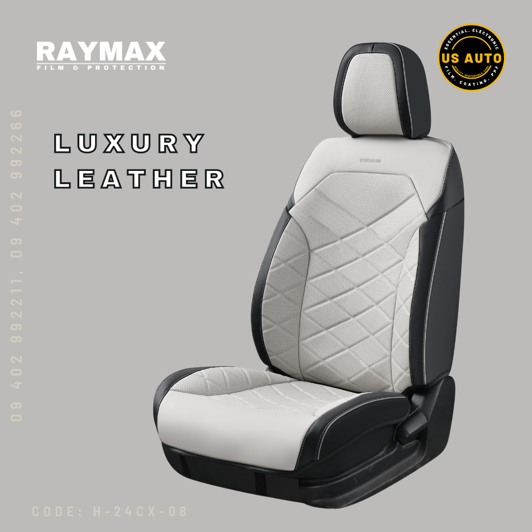 RAYMAX LUXURY SEAT COVER (H-24CX-08) (1) SET (BLACK + WHITE)