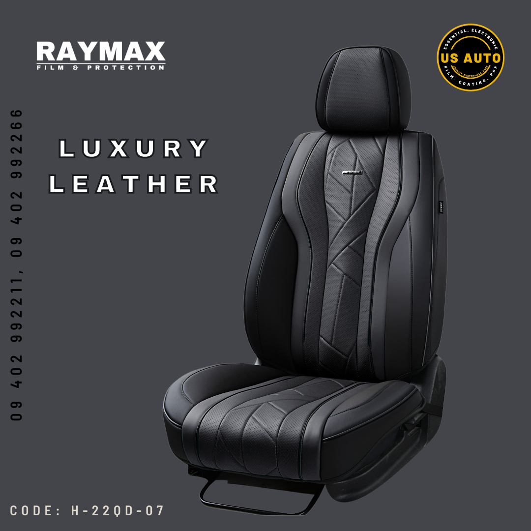 RAYMAX LUXURY SEAT COVER (H-22QD-07) (1) SET (BLACK + BLACK + BLACK)