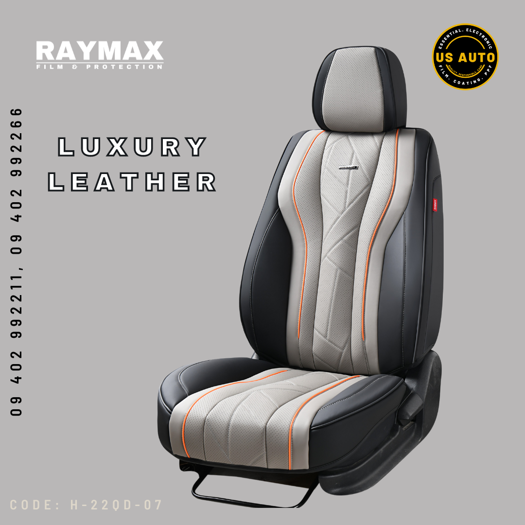 RAYMAX LUXURY SEAT COVER (H-22QD-07) (1) SET (BLACK + GREY + ORANGE)