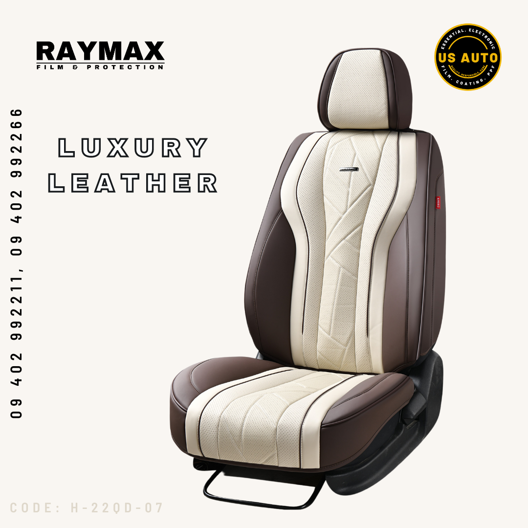 RAYMAX LUXURY SEAT COVER (H-22QD-07) (1) SET (COFFEE + WHITE + COFFEE)