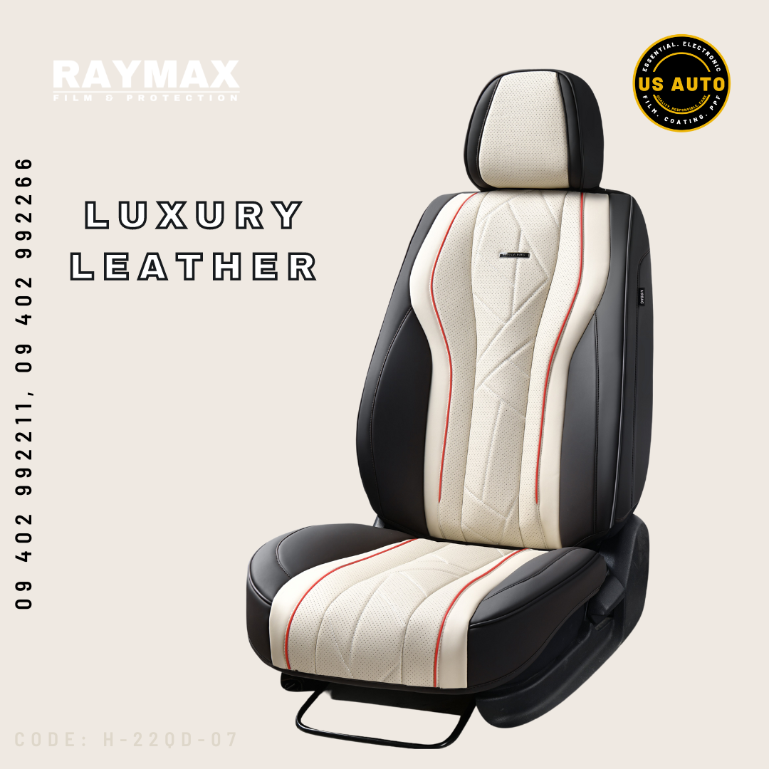 RAYMAX LUXURY SEAT COVER (H-22QD-07) (1) SET (BLACK + WHITE + BLACK)
