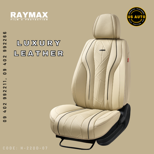 RAYMAX LUXURY SEAT COVER (H-22QD-07) (1) SET (BEIGE + BEIGE + BLACK)
