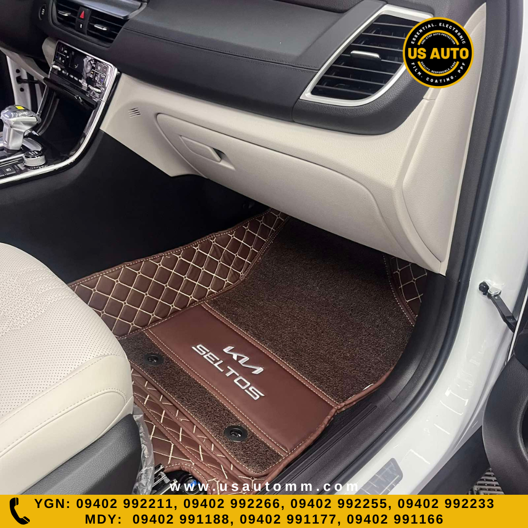 HAND SEW 2 LAYER (2)ROWS FLOOR MAT (COFFEE) KIA SELTOS (2024 UP)