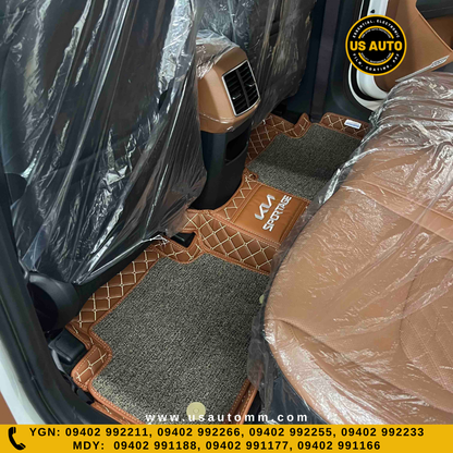 HAND SEW 2 LAYER (2)ROWS FLOOR MAT (COFFEE) KIA SPORTAGE (2021 UP)
