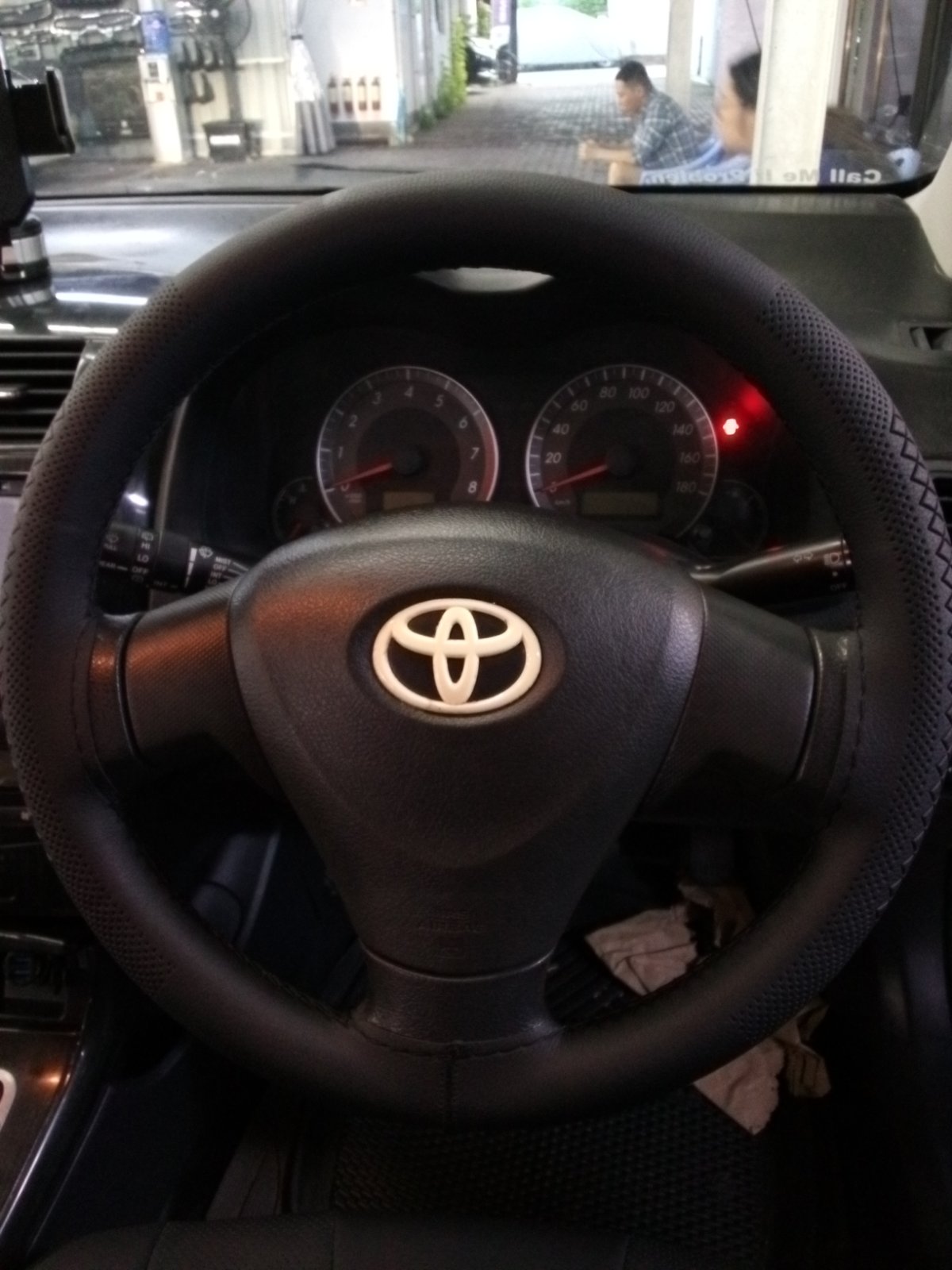 HAND SEW STEERING COVER MIX DESIGN (BLACK)