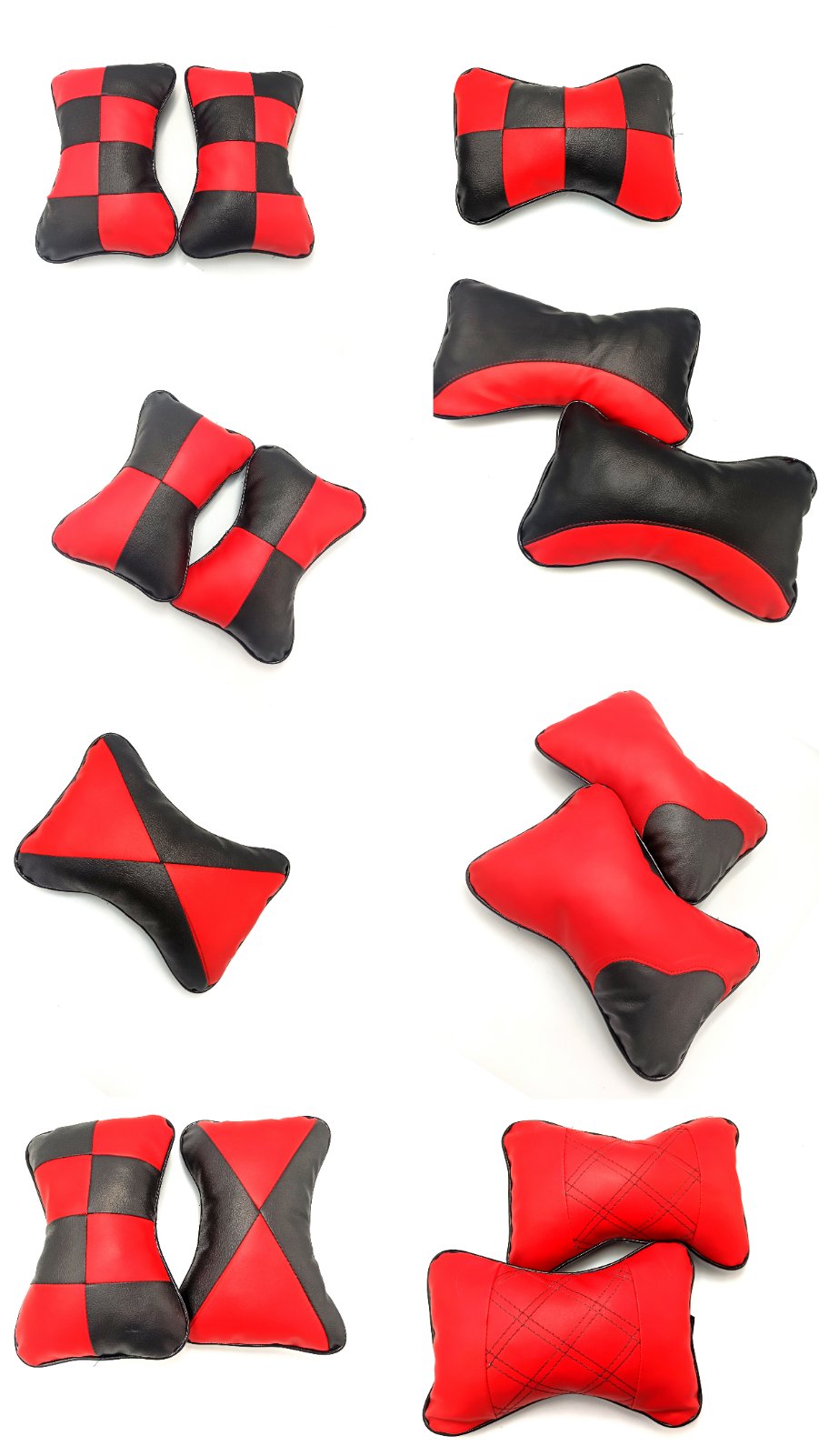 HEADREST PILLOW (2 PCS) (BLACK + RED)