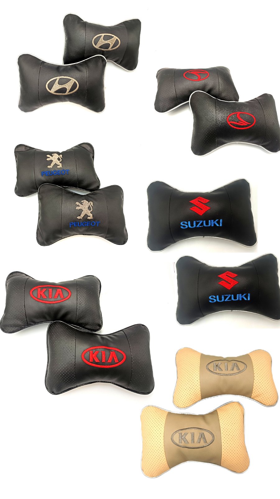 HEADREST PILLOW LOGO ONE SET (BLACK) KIA UNI (14~19)