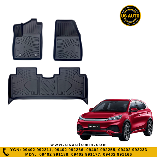 (HQ) TPE FLOOR MAT (2)ROWS (BLACK) BYD ATTO 3 EV