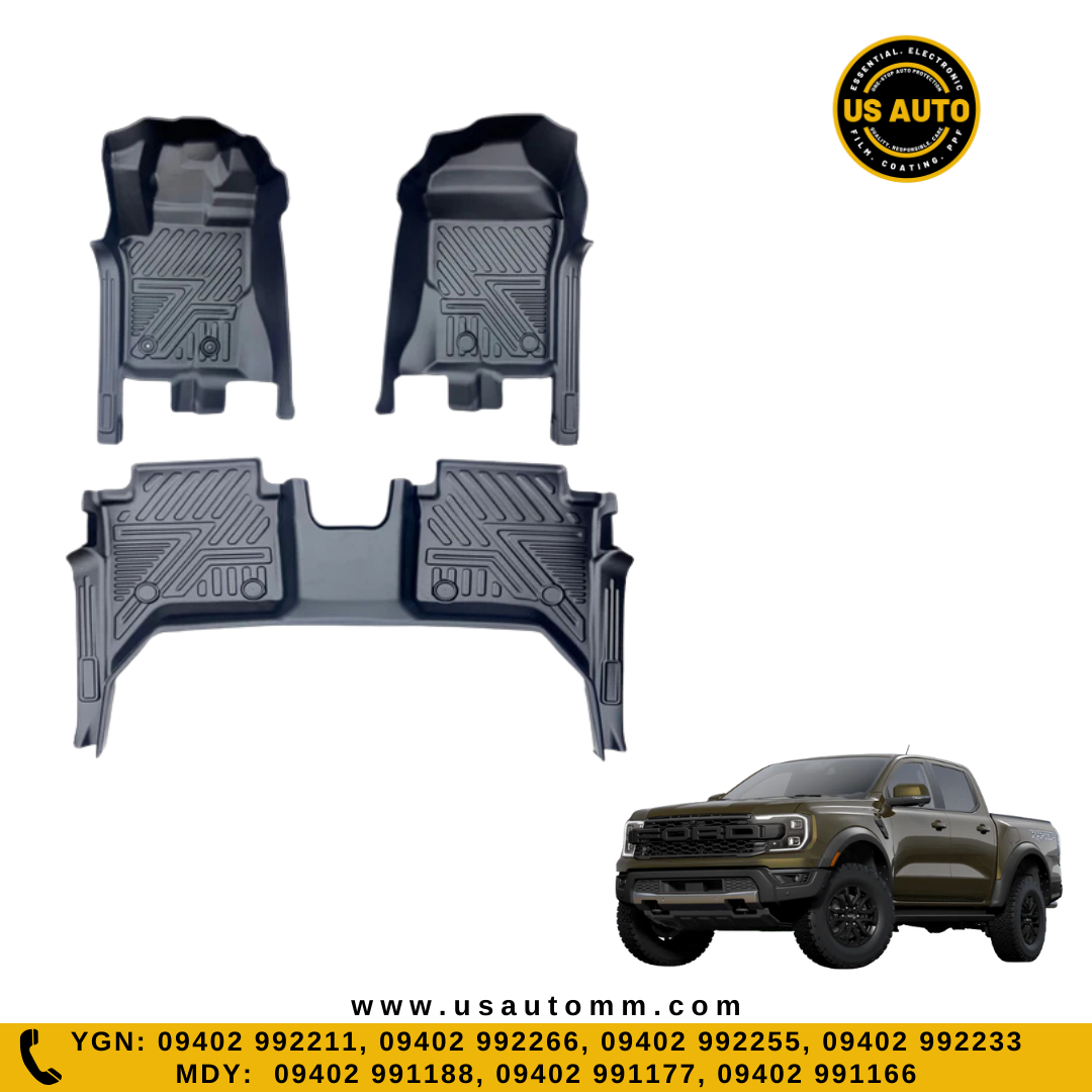 (HQ) TPE FLOOR MAT (2)ROWS (BLACK) FORD RANGER DC XL (2023 UP)