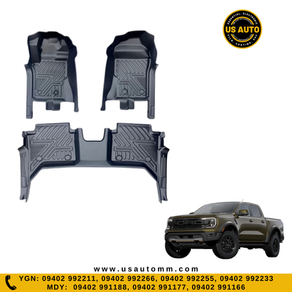 (HQ) TPE FLOOR MAT (2)ROWS (BLACK) FORD RANGER DC XL (2023 UP)