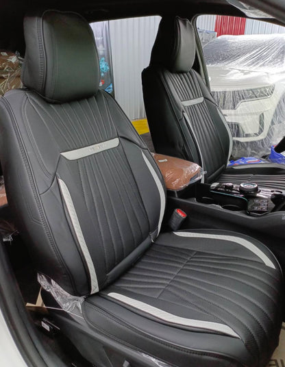 PREMIUM SEAT COVER NEW DESIGN (1) SET (BLACK + WHITE)