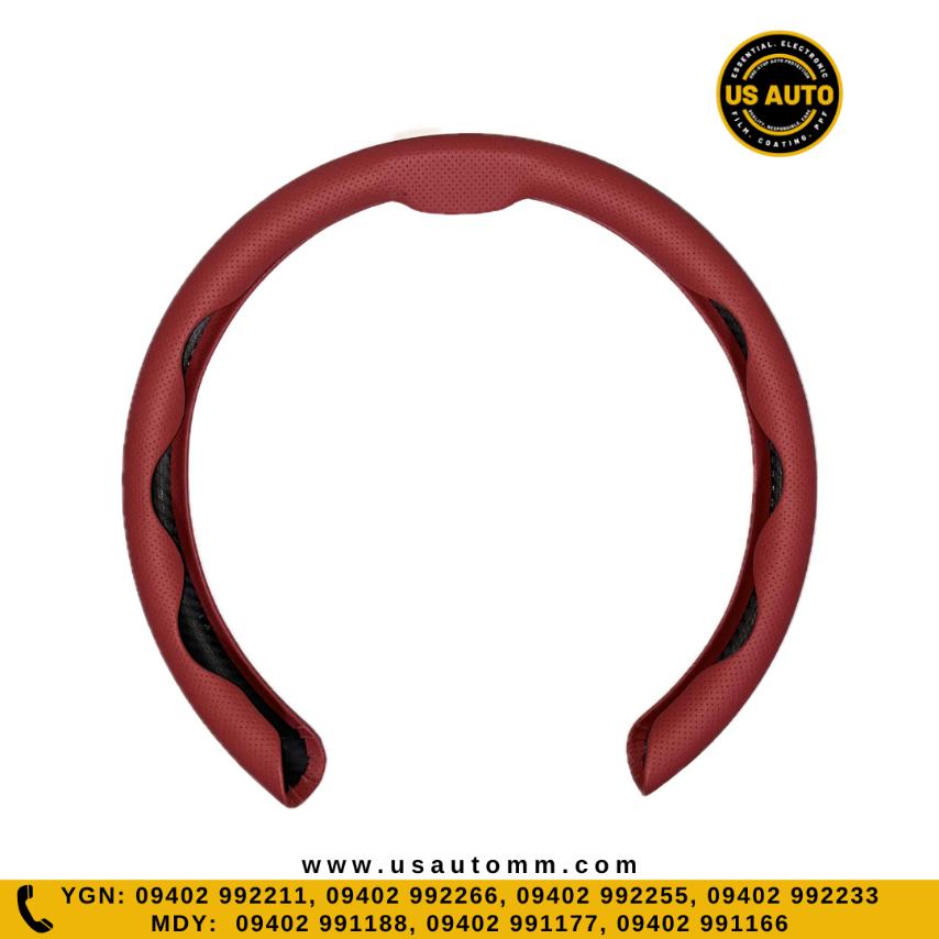 PU STEERING COVER (WINE RED)-3