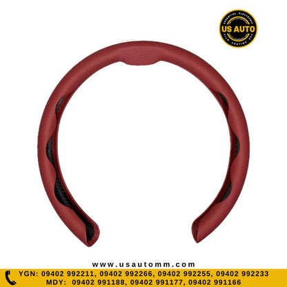 PU STEERING COVER (WINE RED)-3