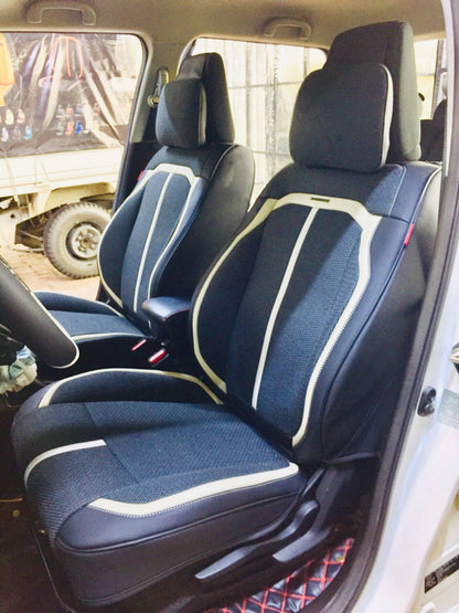 RAYMAX LUXURY SEAT COVER (H-2021-7) (1) SET (BLACK + BLACK + WHITE)