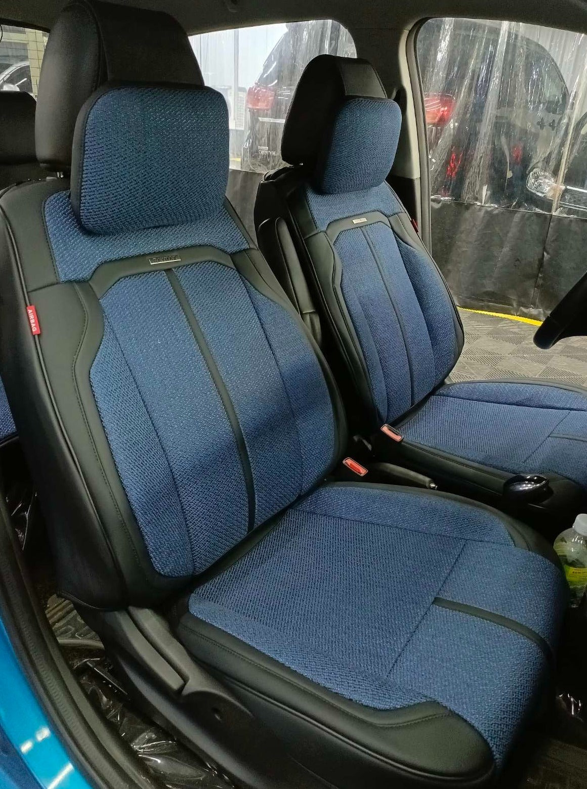 RAYMAX LUXURY SEAT COVER (H-2021-7) (1) SET (BLUE + BLACK)