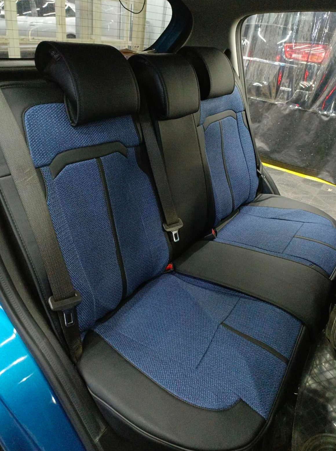 RAYMAX LUXURY SEAT COVER (H-2021-7) (1) SET (BLUE + BLACK)