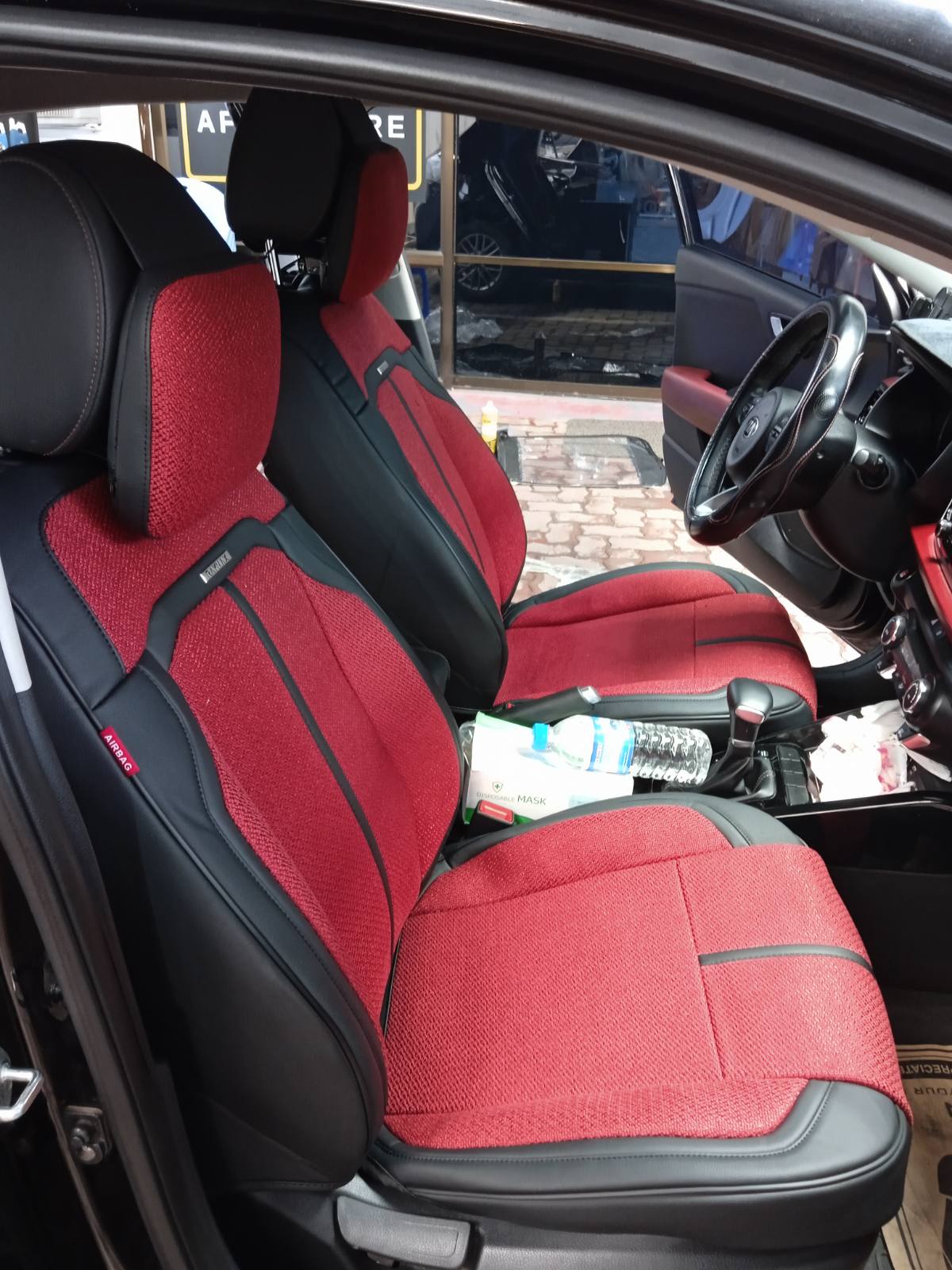 RAYMAX LUXURY SEAT COVER (H-2021-7) (1) SET (RED + BLACK)