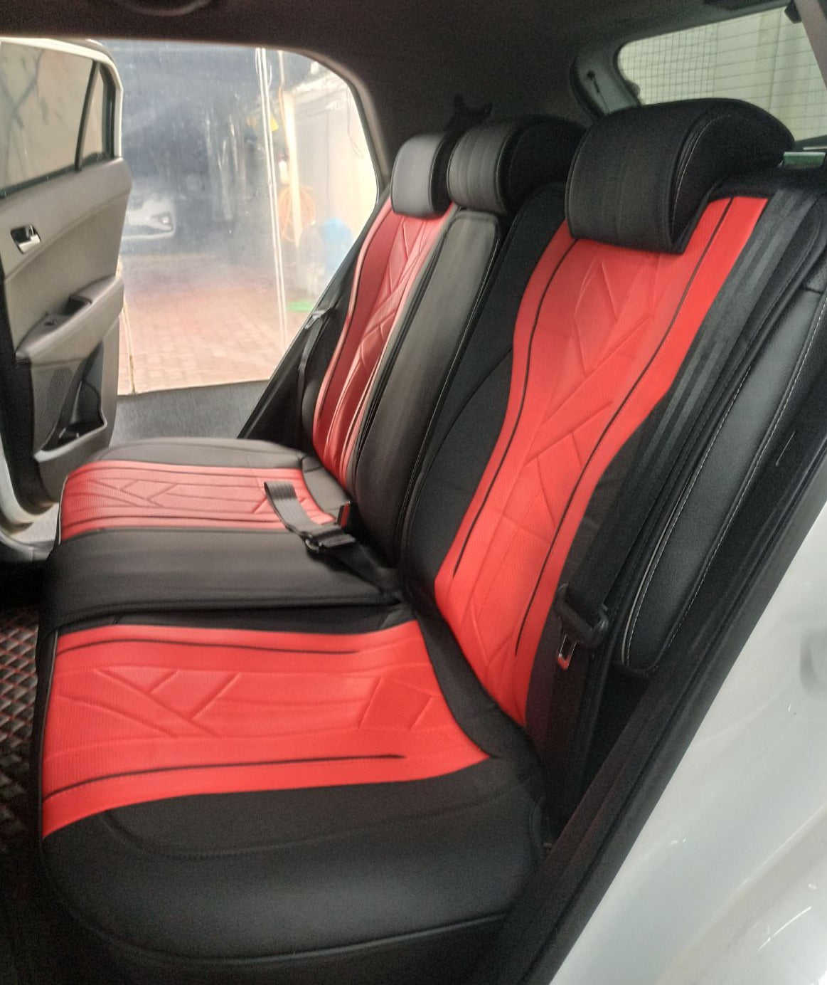 RAYMAX LUXURY SEAT COVER (H-22QD-07) (1) SET (BLACK + RED + BLACK)