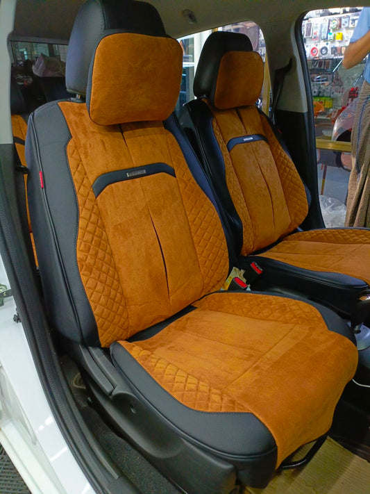 RAYMAX LUXURY SEAT COVER (H-QD21-06) (1) SET (BLACK + BROWN)
