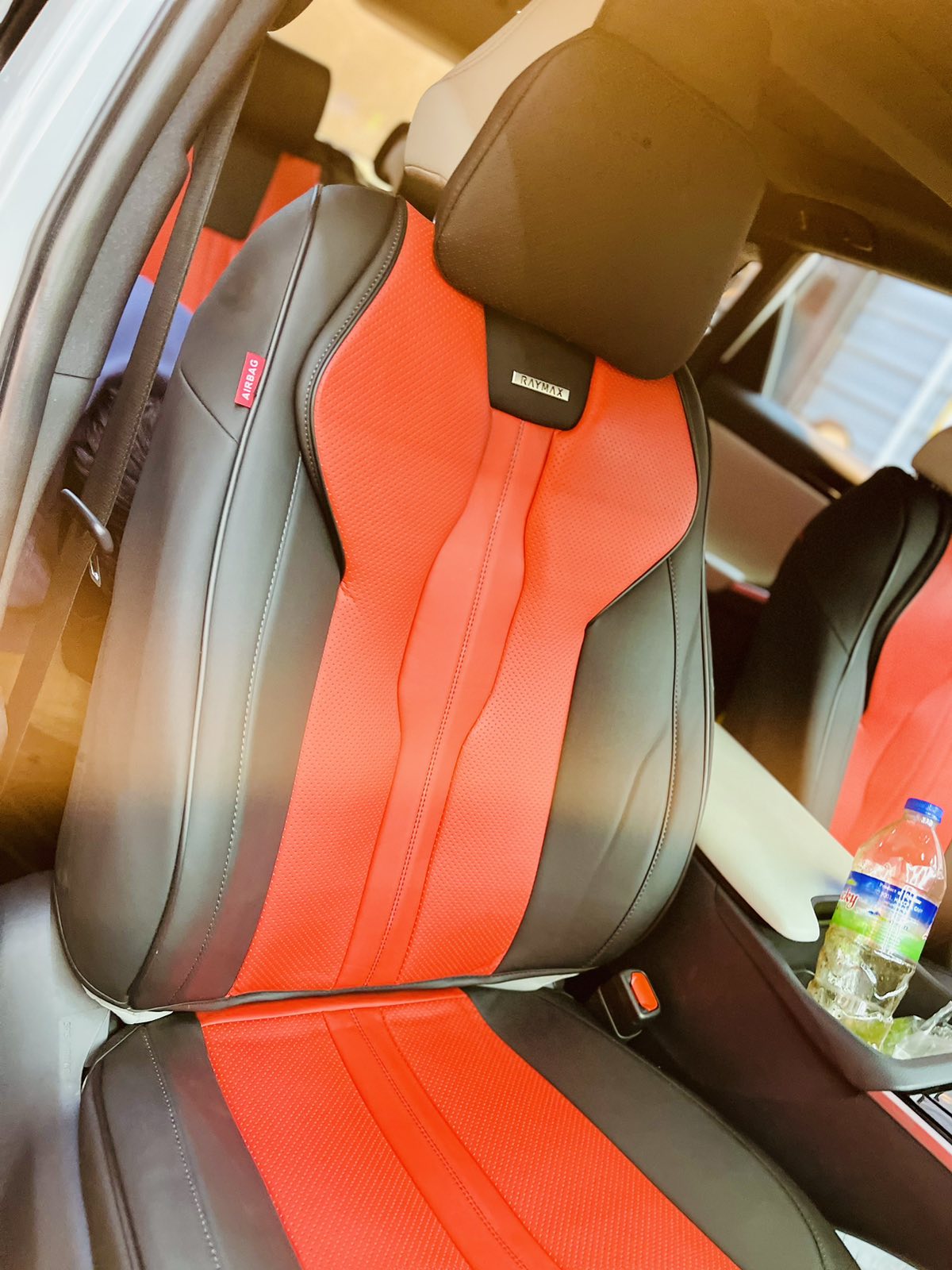 RAYMAX LUXURY SEAT COVER (H-QD21-08)  (1) SET (BLACK + RED + BLACK)