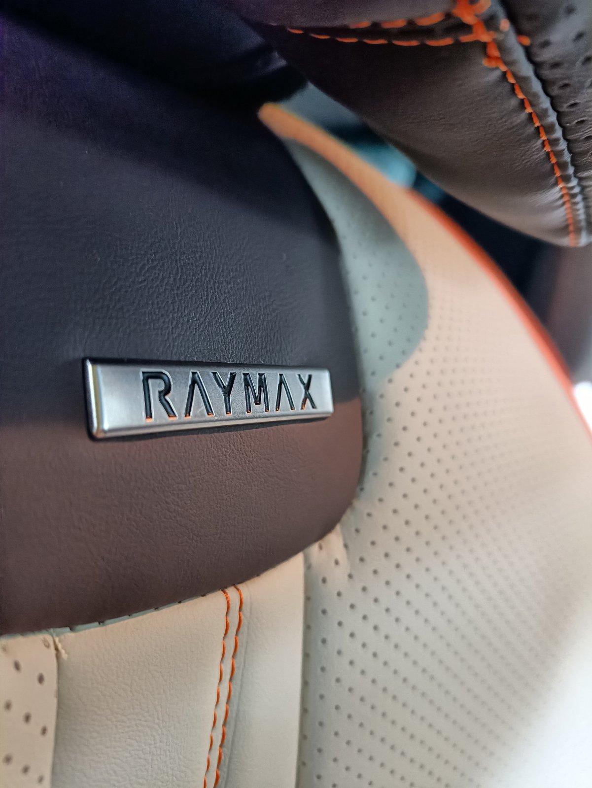 RAYMAX LUXURY SEAT COVER (H-QD21-08)  (1) SET (COFFEE  + WHITE + ORANGE)