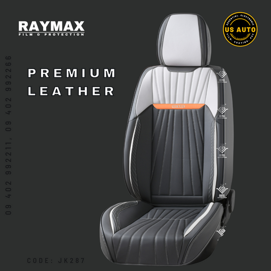 RAYMAX PREMIUM SEAT COVER (JK287) (1) SET  (BLACK + WHITE + ORANGE)