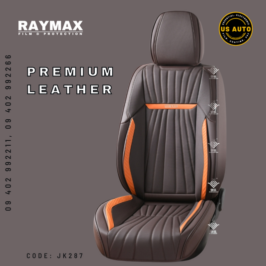 RAYMAX PREMIUM SEAT COVER (JK287) (1) SET  (BROWN + ORANGE)
