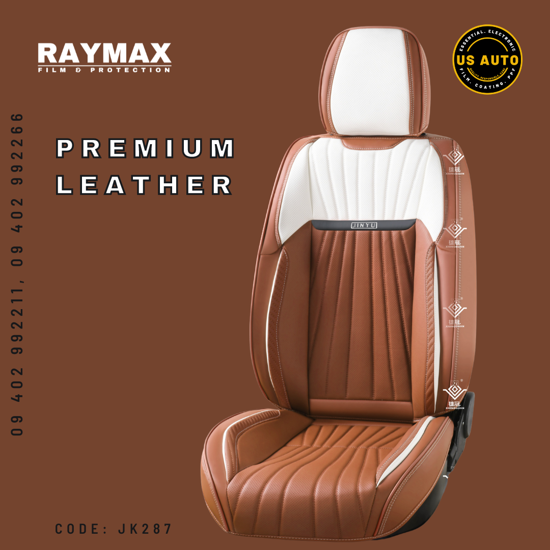RAYMAX PREMIUM SEAT COVER (JK287) (1) SET  (ORANGE + WHITE + BLACK)
