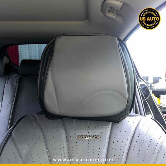 RAYMAX PREMIUM SEAT COVER - LEATHER (JK537) (1) SET (GREY + BLACK)