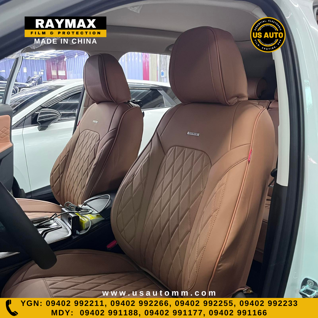 RAYMAX LUXURY SEAT COVER - LEATHER (H-23CX-08) (1) SET (BROWN)
