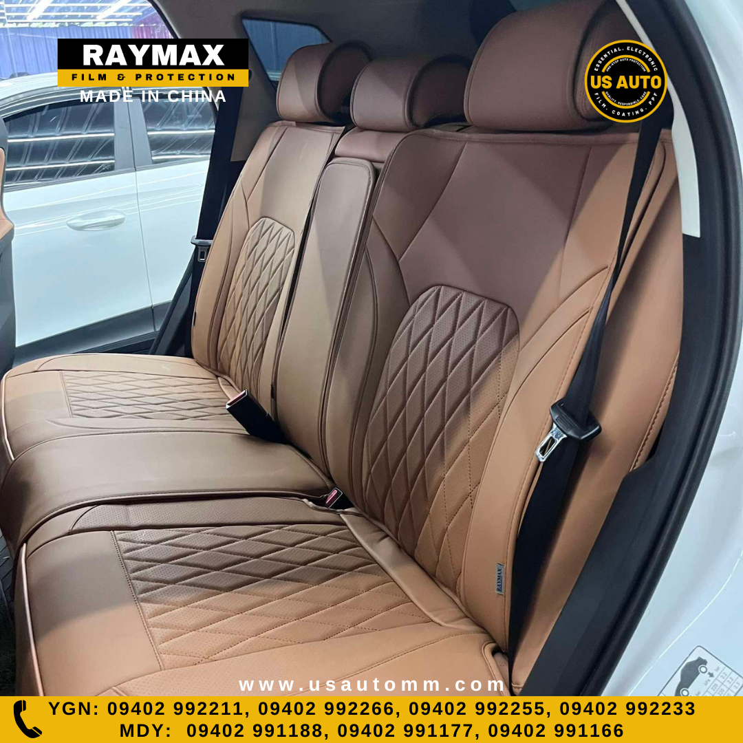 RAYMAX LUXURY SEAT COVER - LEATHER (H-23CX-08) (1) SET (BROWN)