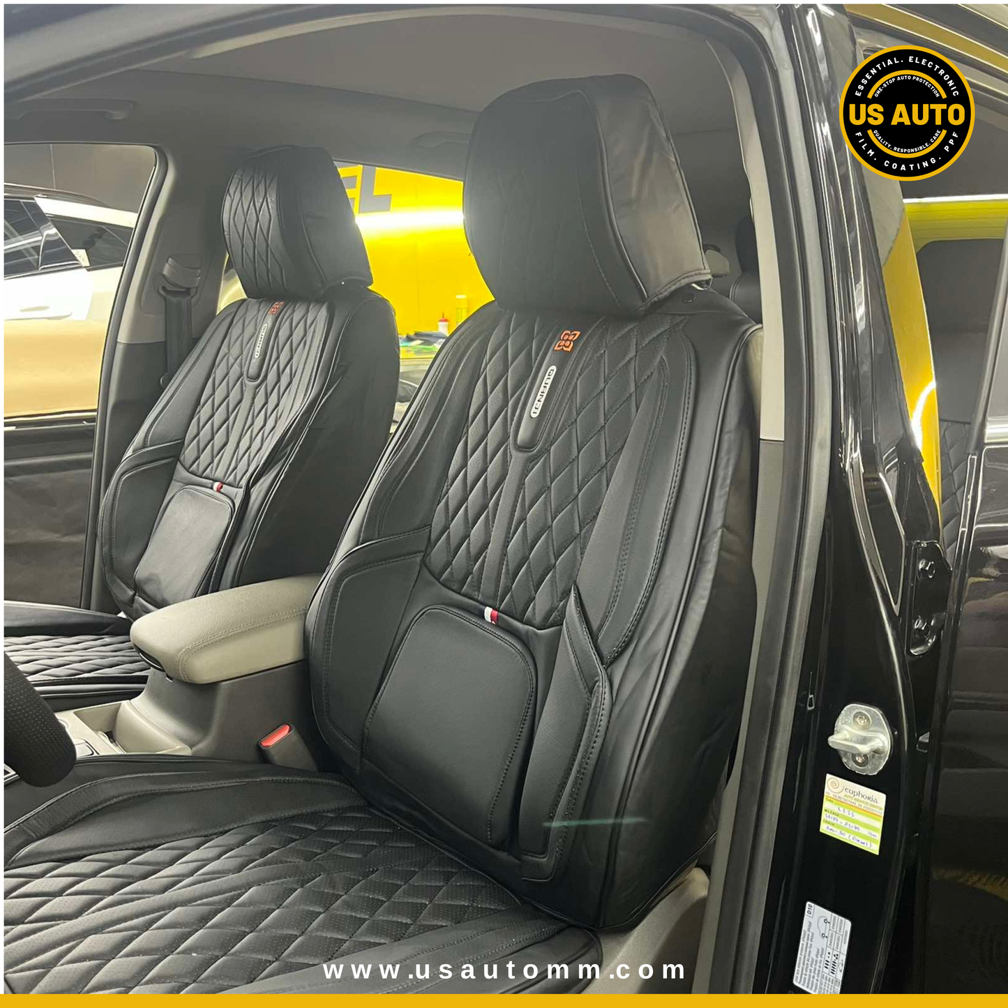 RAYMAX PREMIUM SEAT COVER - LEATHER (JK540) (1) SET (BLACK + BLACK)
