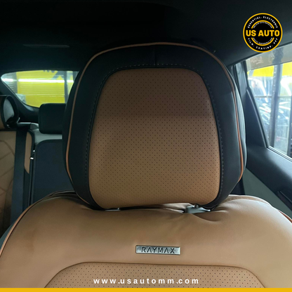 RAYMAX LUXURY SEAT COVER - LEATHER (H-24CX-08) (1) SET (BLACK + BROWN)