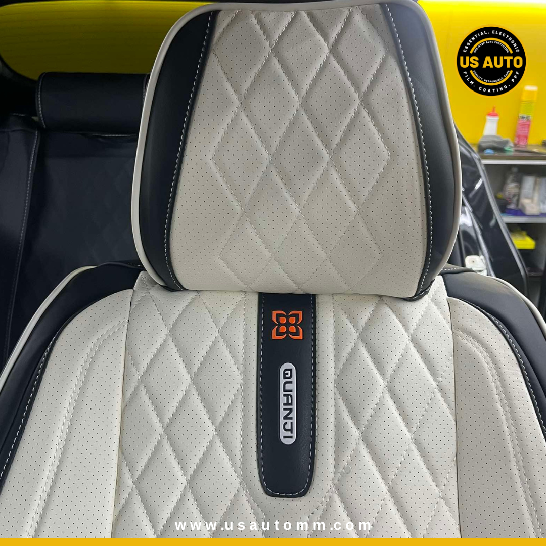 RAYMAX PREMIUM SEAT COVER - LEATHER (JK540) (1) SET (WHITE + BLACK)