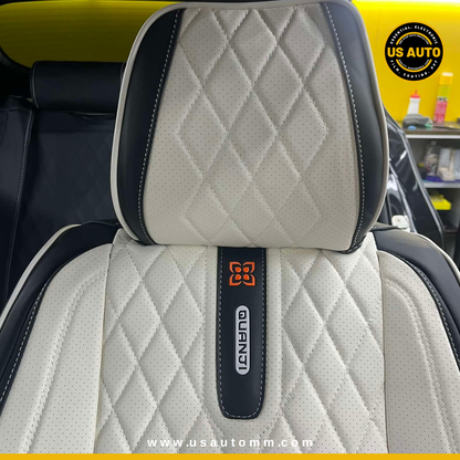 RAYMAX PREMIUM SEAT COVER - LEATHER (JK540) (1) SET (WHITE + BLACK)