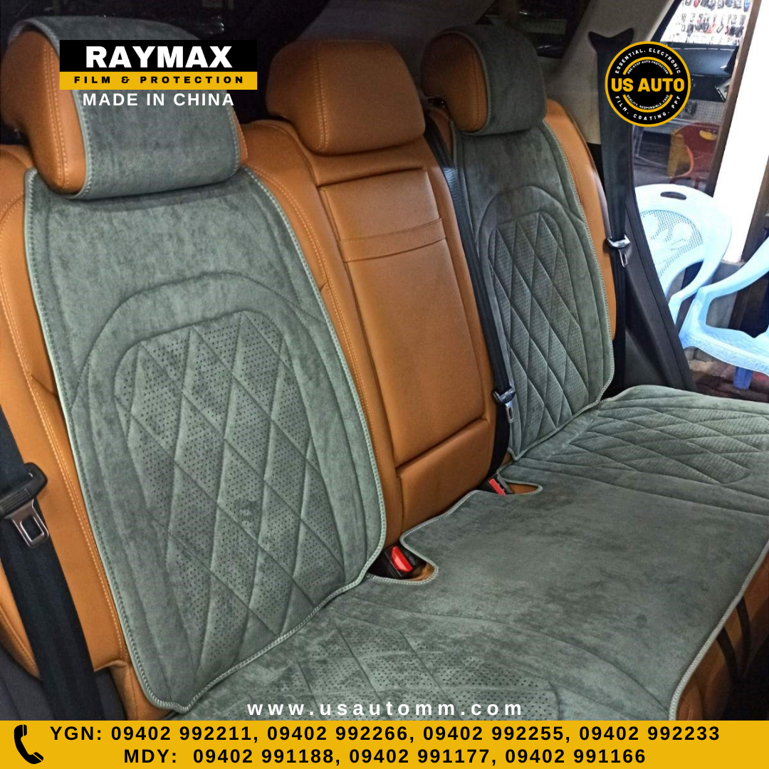RAYMAX LUXURY SUEDE SEAT PAD FULL SET (CAMEL)