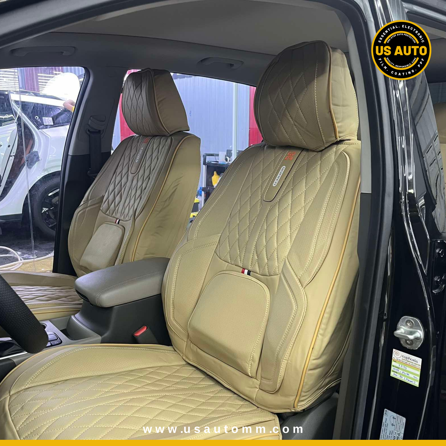 RAYMAX PREMIUM SEAT COVER - LEATHER (JK540) (1) SET (BEIGE + BEIGE)