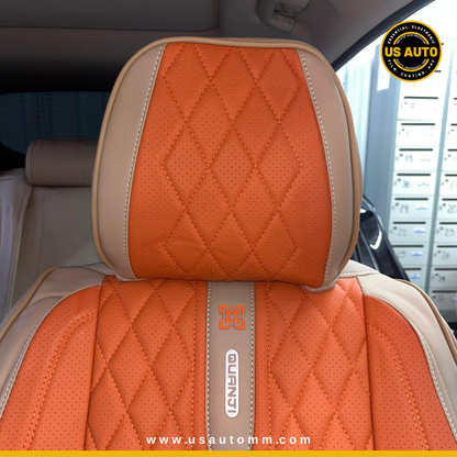 RAYMAX PREMIUM SEAT COVER - LEATHER (JK540) (1) SET (ORANGE + BEIGE)