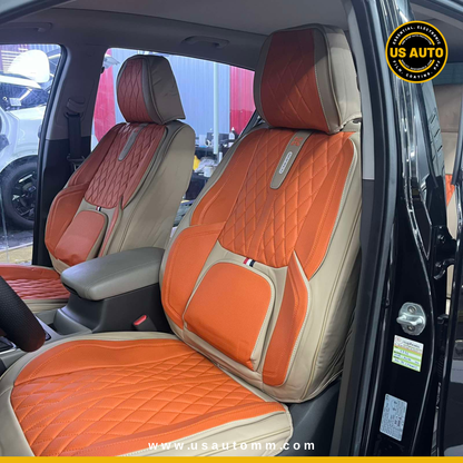 RAYMAX PREMIUM SEAT COVER - LEATHER (JK540) (1) SET (ORANGE + BEIGE)