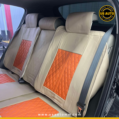 RAYMAX PREMIUM SEAT COVER - LEATHER (JK540) (1) SET (ORANGE + BEIGE)