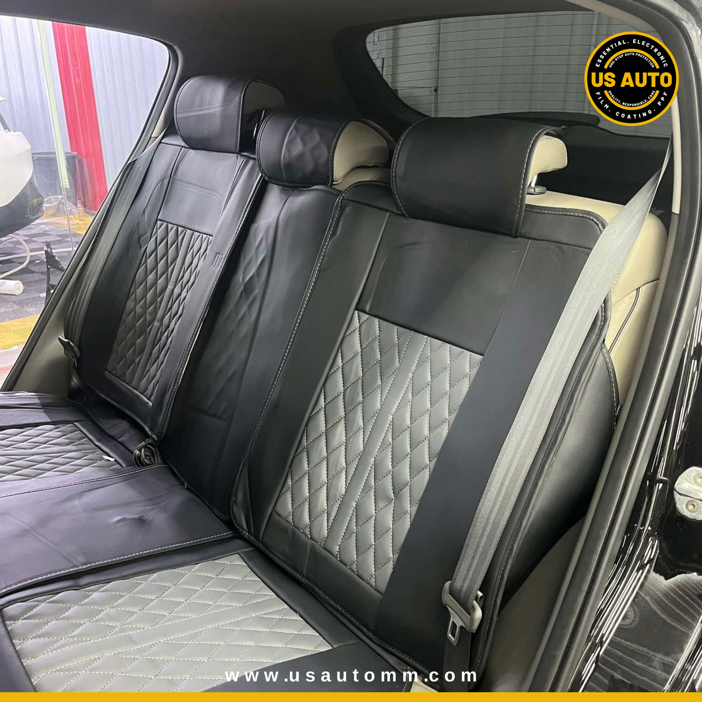 RAYMAX PREMIUM SEAT COVER - LEATHER (JK540) (1) SET (GREY + BLACK)