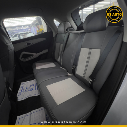 RAYMAX LUXURY SEAT JOINT COVER - JEAN & LEATHER (JK545) (1) SET (GREY + GREY )