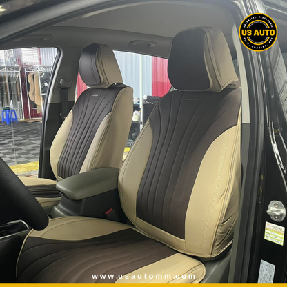 RAYMAX PREMIUM SEAT COVER - LEATHER (JK537) (1) SET (COFFEE + BEIGE)