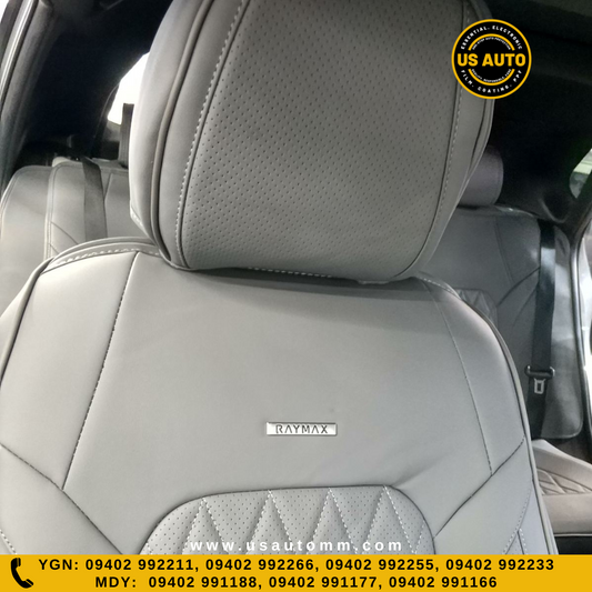 RAYMAX LUXURY SEAT COVER - LEATHER (H-23CX-08) (1) SET (GREY)