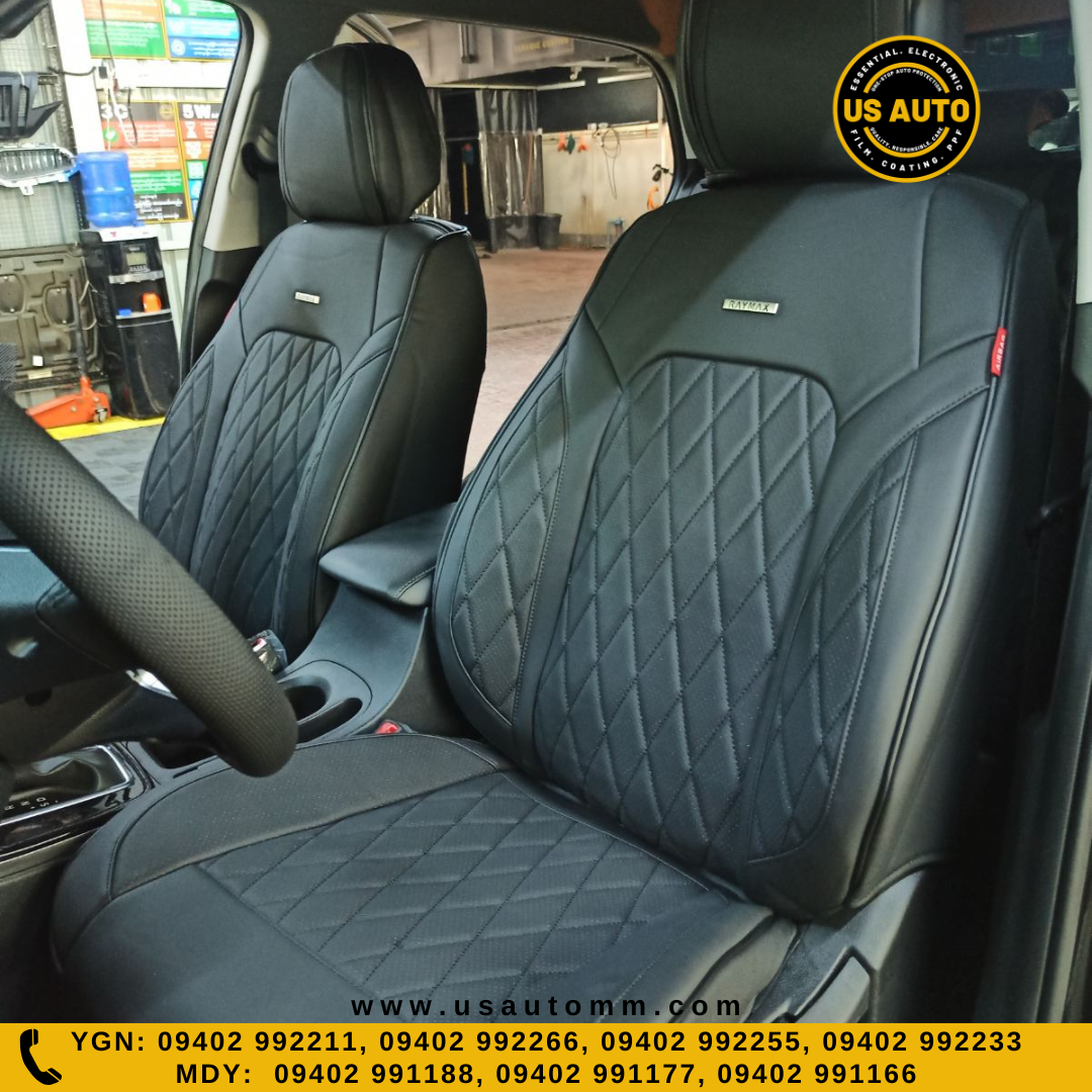 RAYMAX LUXURY SEAT COVER - LEATHER (H-23CX-08) (1) SET (BLACK)