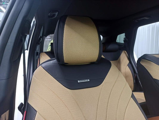 RAYMAX LUXURY SEAT COVER (H-23CX-11) (1) SET (BLACK + CAMEL)