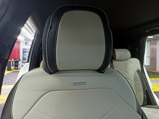 RAYMAX LUXURY SEAT COVER (H-24CX-08) (1) SET (BLACK + WHITE)