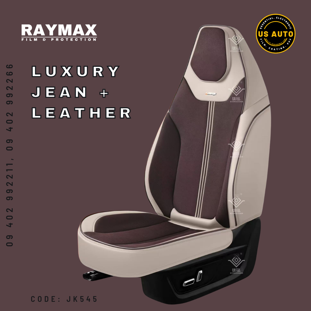 RAYMAX LUXURY SEAT JOINT COVER - JEAN & LEATHER (JK545) (1) SET (COFFEE + BEIGE)