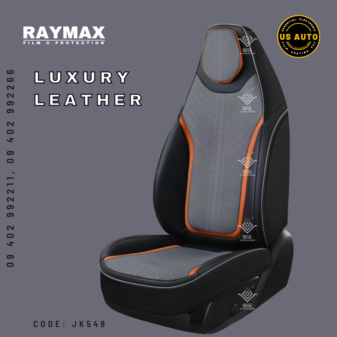 RAYMAX LUXURY SEAT JOINT COVER - LEATHER (JK548) (1) SET (BLACK + ORANGE + BLACK)