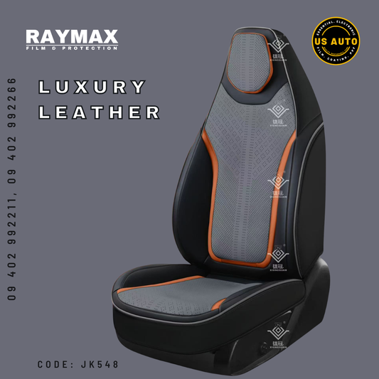 RAYMAX LUXURY SEAT JOINT COVER - LEATHER (JK548) (1) SET (BLACK + ORANGE + BLACK)